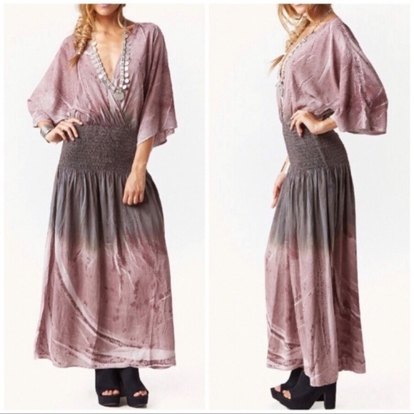 Blue Life Good Karma Smocked Waist Deep V-Neck Maxi Dress - Picture 1 of 16